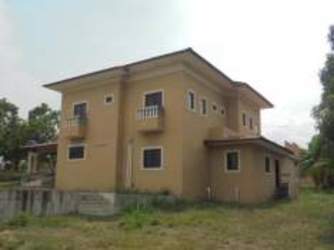 Mediterranean facade of two floor house with garden for sale in Rio Hato Coclé Panama