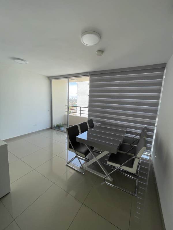 Bright living room with ceramic floors and balcony access PH Sky Park Carrasquilla Panama