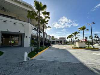 Commercial complex Costa Verde La Chorrera with palm trees and street view
