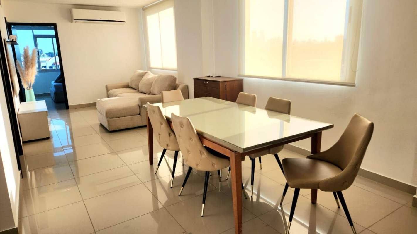 Simple bright bedroom with tile floors and wardrobe Costa del Este Panama