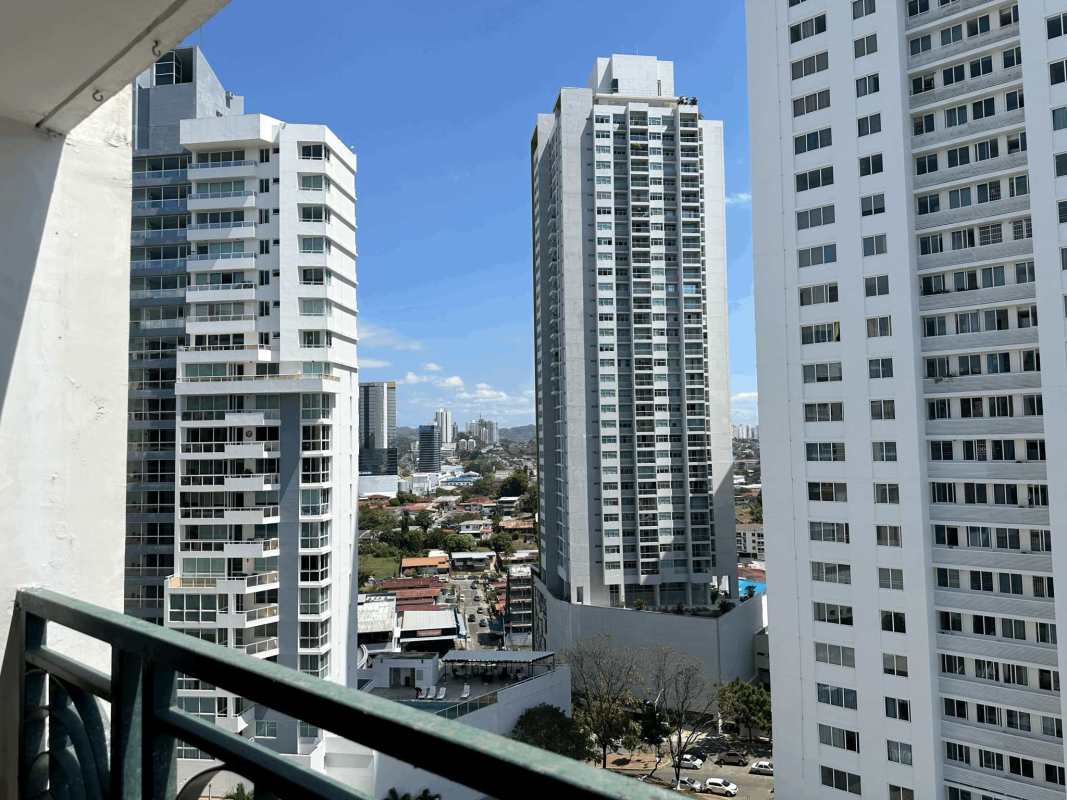 Bathroom with glass shower enclosure, vanity and modern tiles Belview Tower Edison Park