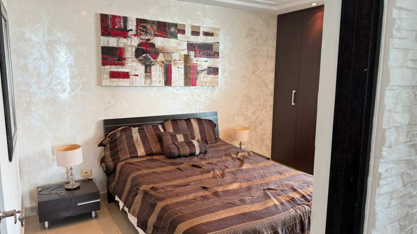 Modern bathroom with whirlpool bathtub and TV at The Ocean Club, Punta Pacifica Panama rental