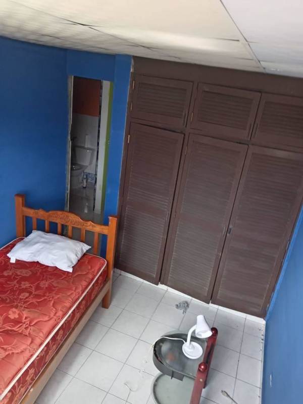 Laundry with washing machine, utility sink, green walls in Villa de Lourdes Carrasquilla Panama City