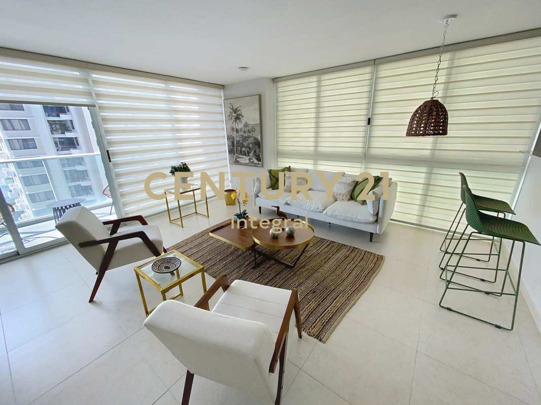 Large furnished balcony with panoramic sea views PH Lumiere Costa del Este Panama
