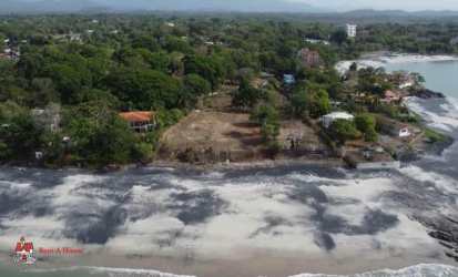 Satellite image of Nueva Gorgona area with shoreline and lot for sale Panama