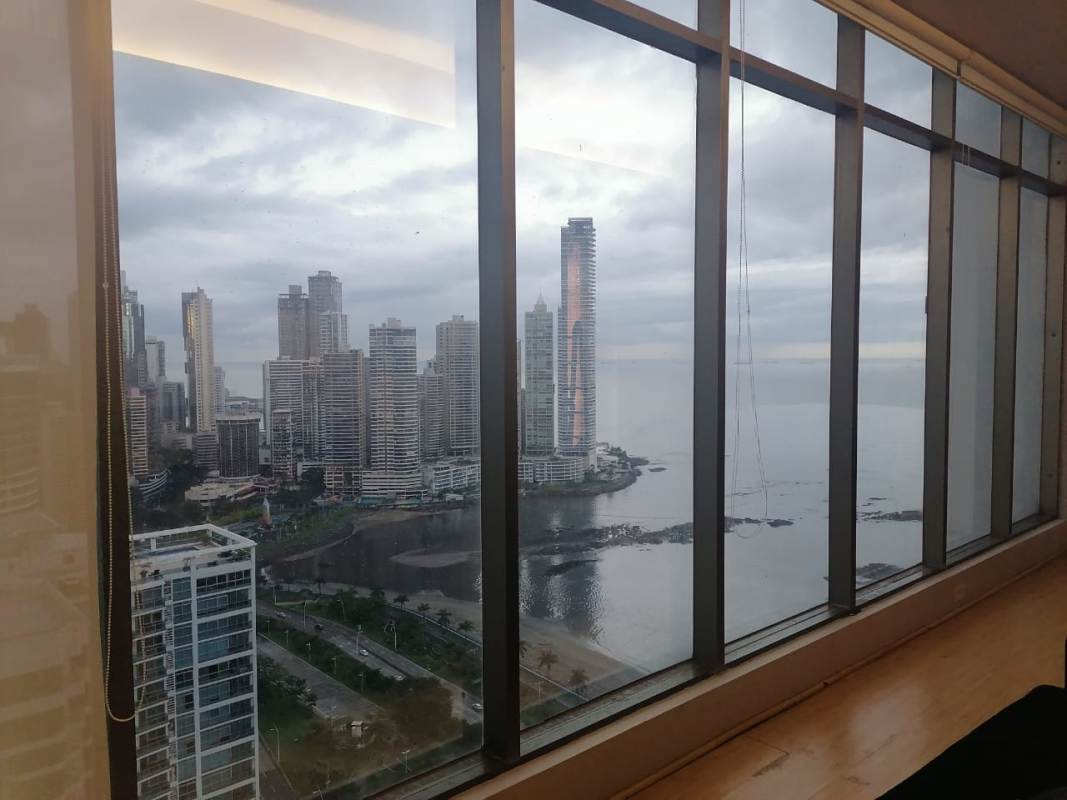 Spacious office with large windows overlooking Pacific Ocean and Panama skyline in PH BICSA Tower Panama City