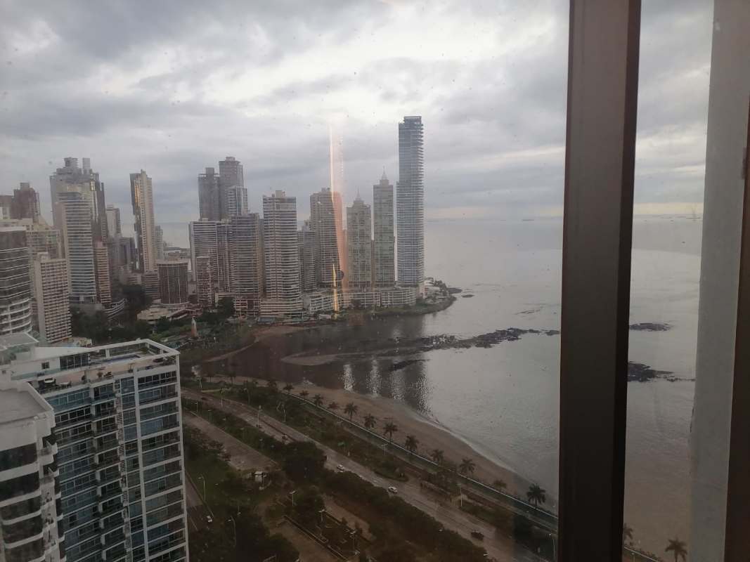 Gorgeous marina view and skyline from high-rise office window in PH BICSA Tower on Avenida Balboa