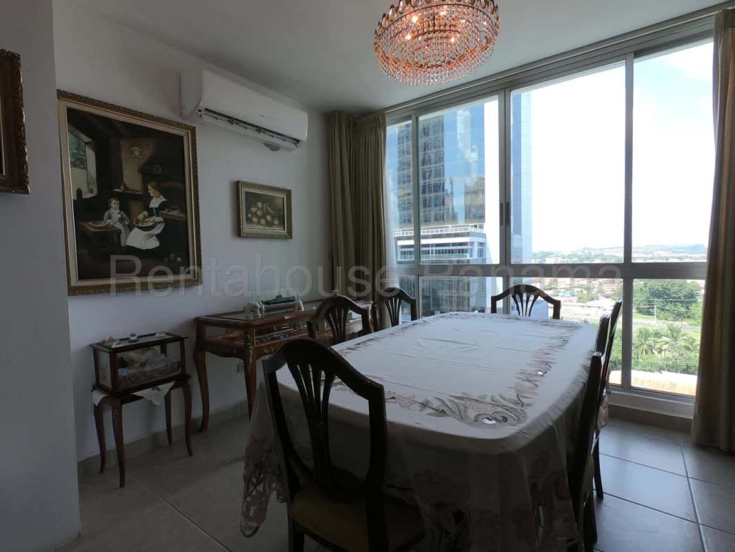 Main bedroom with large window and closet in Costa del Este Panama