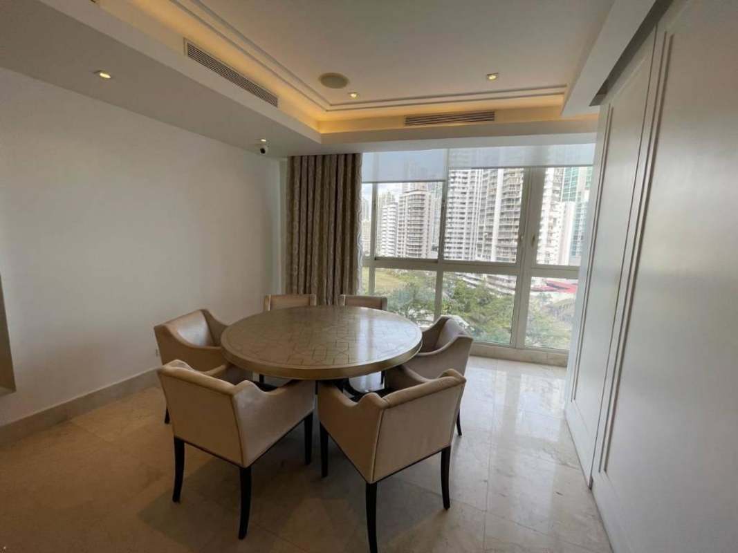 Large modern living dining area with city views in PH D1 Tower Punta Paitilla Panama