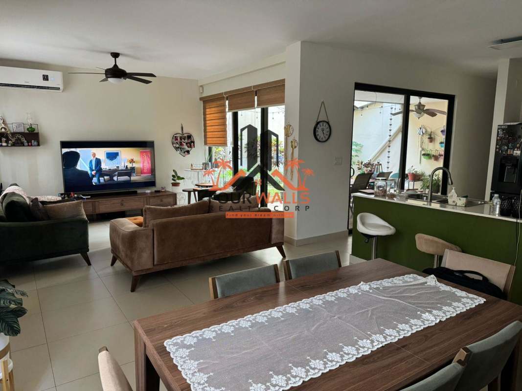 Covered patio terrace and landscaped private garden Costa del Este Panama house