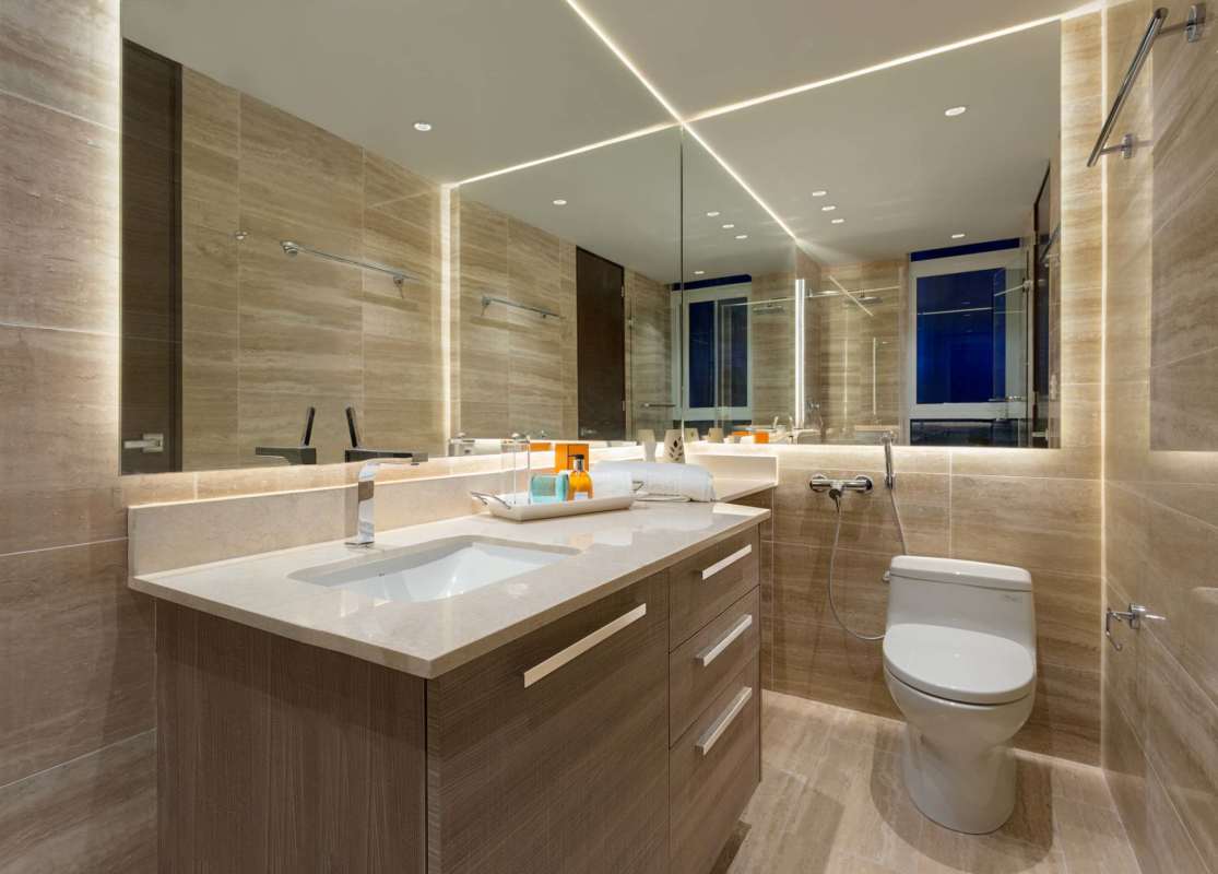 Modern marble bathroom PH The Regent Costa del Este Panama City luxury apartment