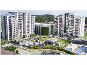 Modern kitchen with cabinets, stone countertops, smart refrigerator in PH Parterre Tower 2 Panama Pacifico