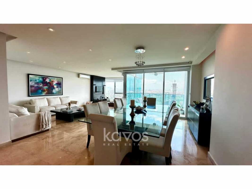 Spacious kitchen with granite countertops and appliances in PH Titanium Costa del Este