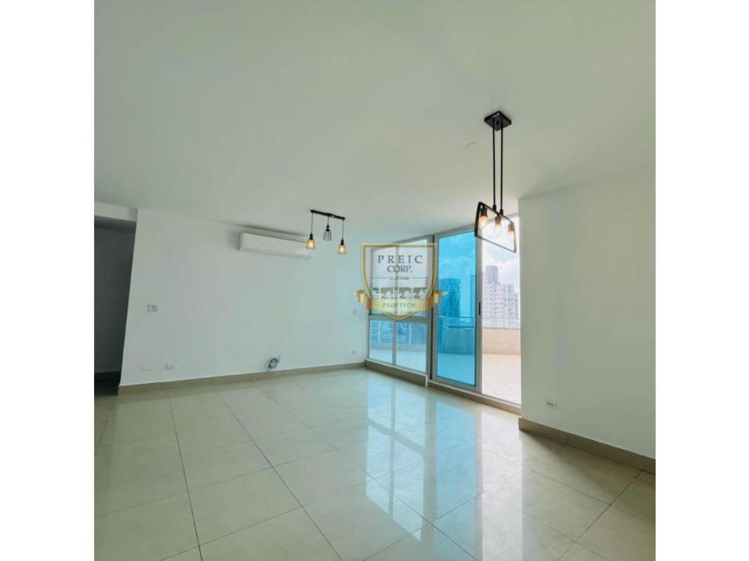 Bright living room with panoramic city view windows at PH Kolosal San Francisco