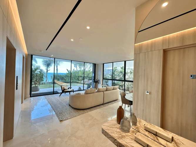 Spacious balcony with panoramic ocean views at PH Dupont Tower in Punta Pacifica, Panama City.