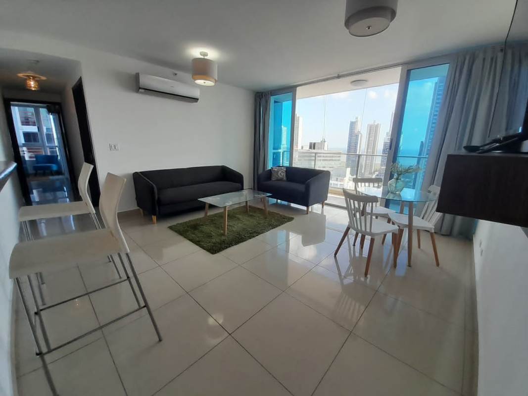 Compact laundry room with washer dryer stacked in PH Top Tower Costa del Este Panama