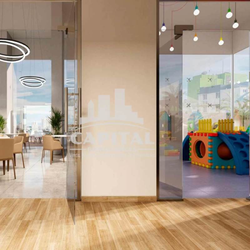 Children's playroom with modern decor next to dining area in PH The Balcony Panama