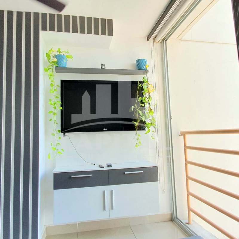 Bedroom with two beds and large window city skyline view PH 4 Islas Panama