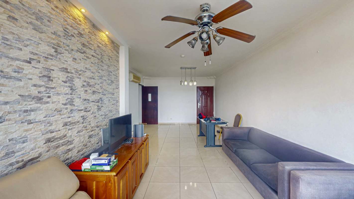 Spacious master bedroom with large windows in PH Crystal Hills Apartment Betania Panama City