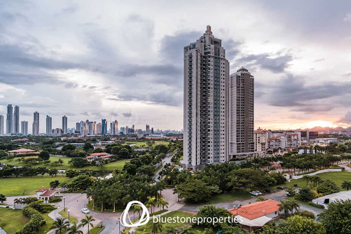 Gourmet kitchen with marble island, stainless steel appliances in Santa Maria Panama luxury apartment