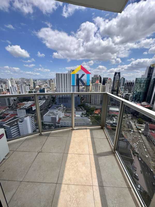 Modern bedroom with large glass doors to terrace and city view in PH Denovo Obarrio Panama