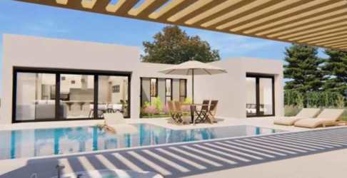 Minimalist villa architecture with private swimming pool in Hacienda Santa Domenica project in Panama