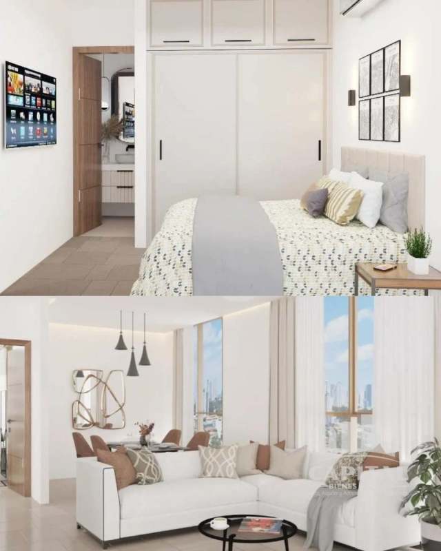 Bright bedroom and living area with city views PH Oasis Zen Panama