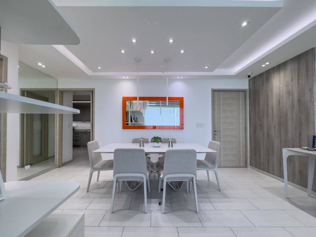 Spacious elegant living room with view at The Towers San Francisco Panama for rent