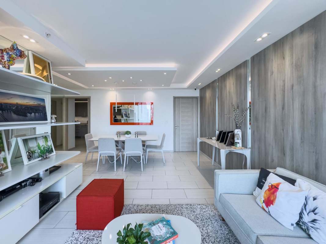 Modern twin high-rise The Towers complex in San Francisco Panama