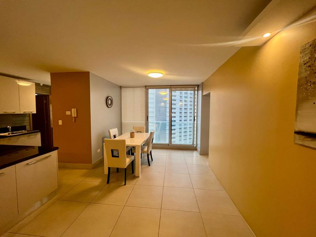 Spacious master bedroom with panoramic windows in PH Terrace Tower Obarrio Panama City