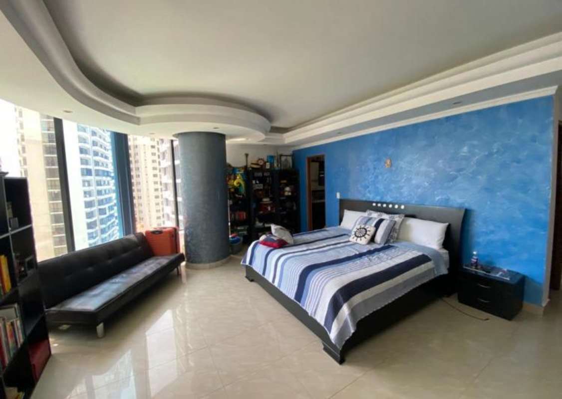 Master bedroom suite with marble floors, panoramic ocean views, PH Bayside Tower Punta Paitilla Panama