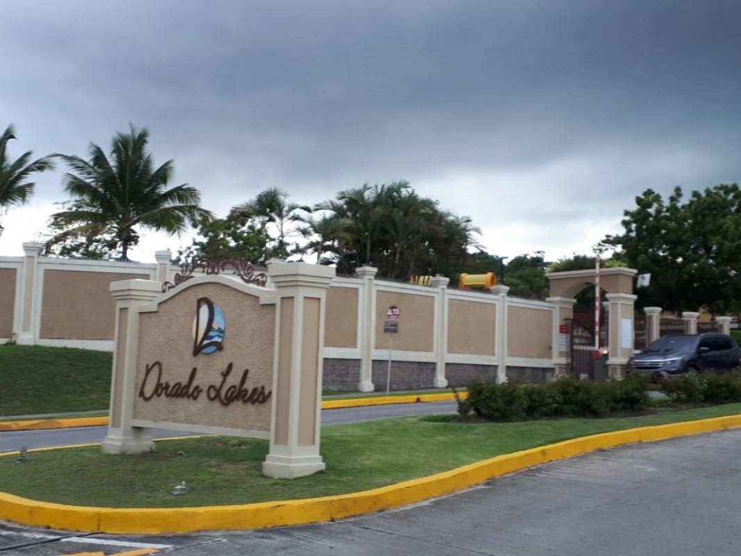 Mediterranean style lake with gazebos, bridges and gardens in Dorado Lakes community Panama