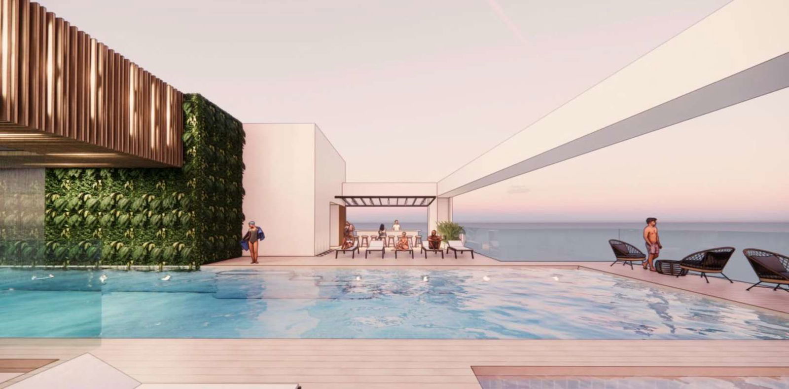 Double vanity marble bathroom glass shower ensuite The Ivy Santa Maria