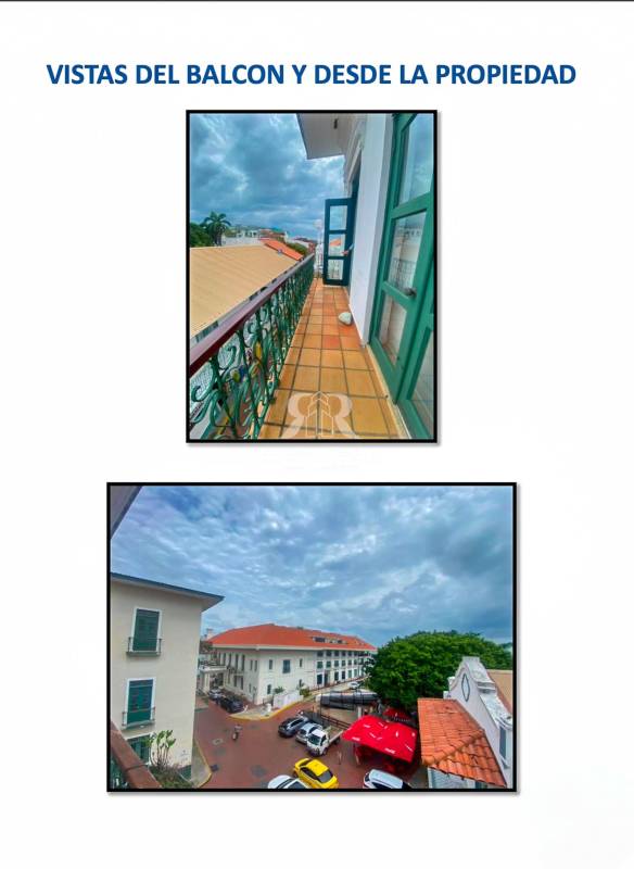 Colonial balcony with decorative railing overlooking Casco Viejo streets
