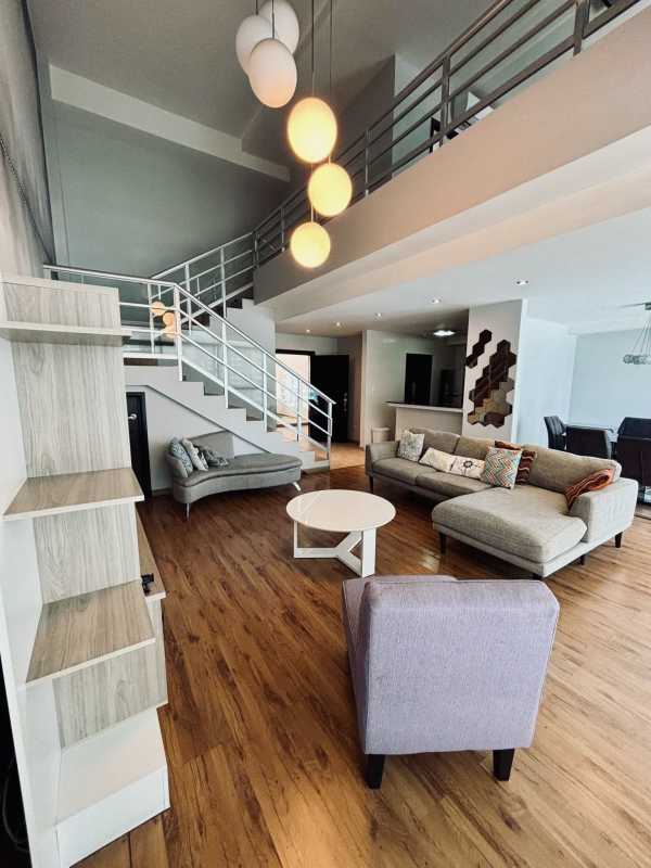 Open loft design with double height ceilings and panoramic windows in PH Bayfront Panama