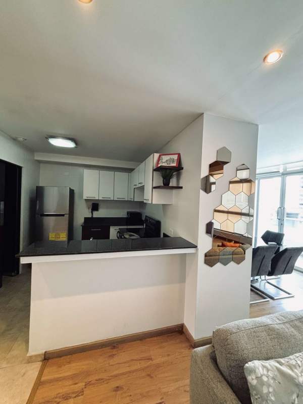 Open kitchen and loft layout with granite bar and contemporary finishes at PH Bayfront