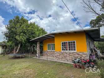 Aerial top-down of Nueva California mountain house property with large yard in Volcán Panama