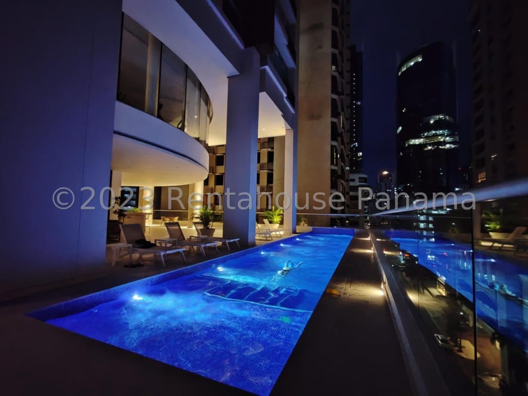 Modern bathroom gray tiling glass shower enclosure PH Urbana Panama