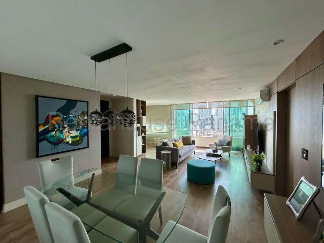 Bedroom with large window, wood floor and AC in PH 7400