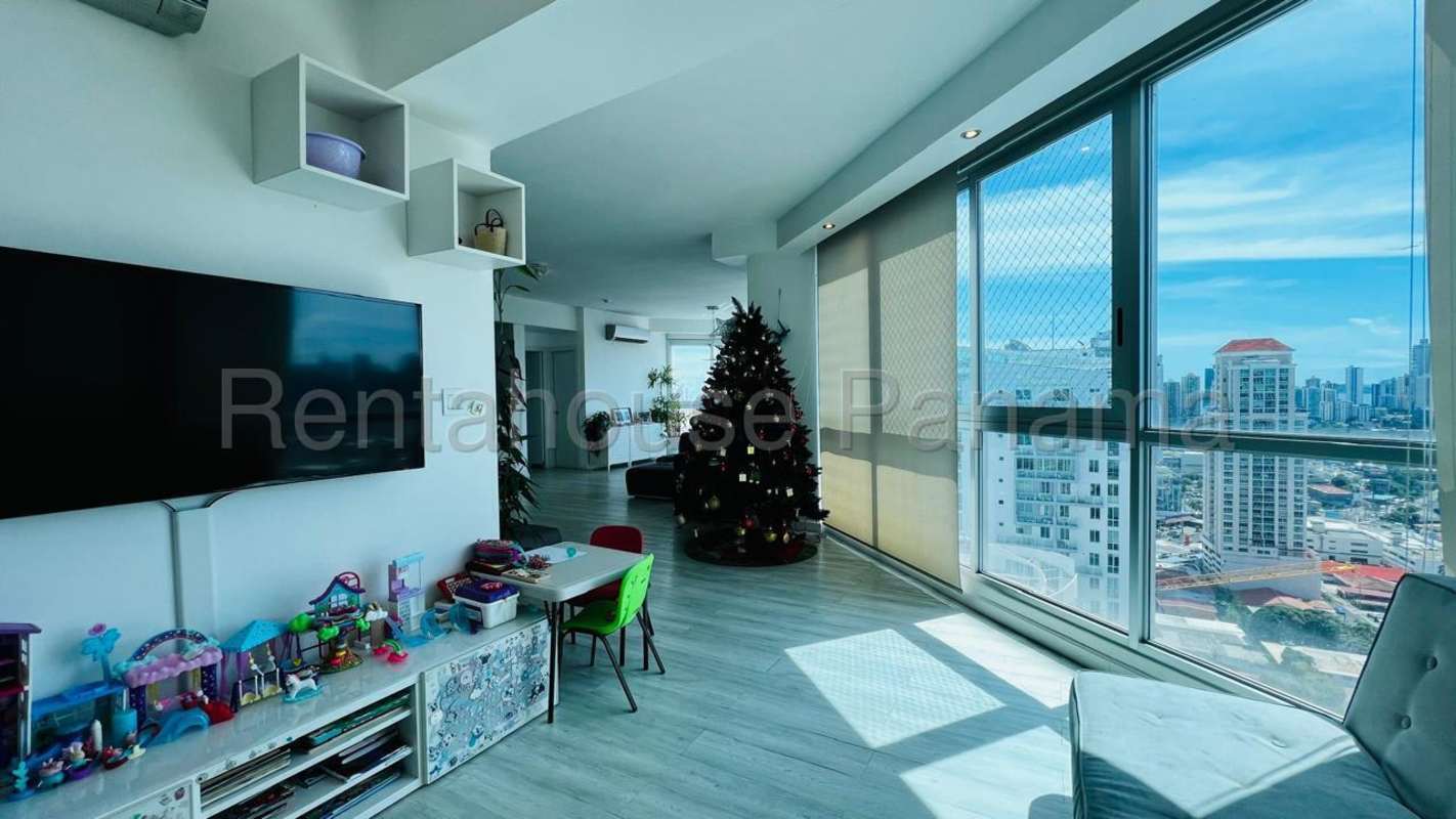 Balcony with panoramic ocean and city views at PH San Francisco Bay Panama City