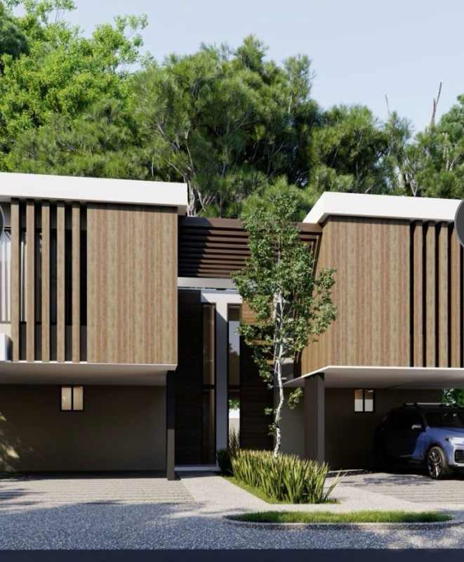 Spacious living room with marble floors, glass railing staircase and natural light in Albrook 9 Panama City