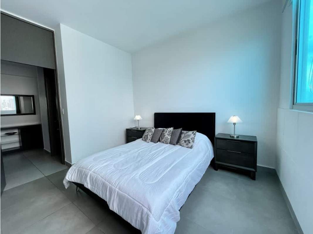 Furnished second bedroom with skyline view PH Element Avenida Balboa Panama City