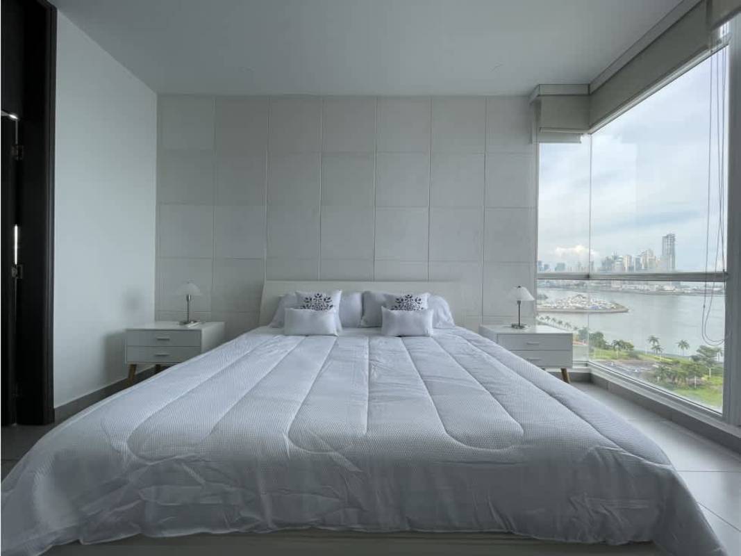 Contemporary bathroom with glass shower and granite sink PH Element Apartment Panama City