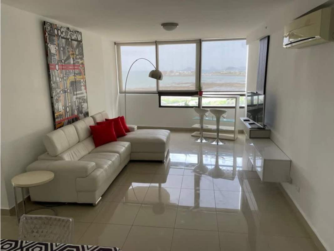 Bright living room with panoramic windows and sea view in PH San Francisco Bay Panama City