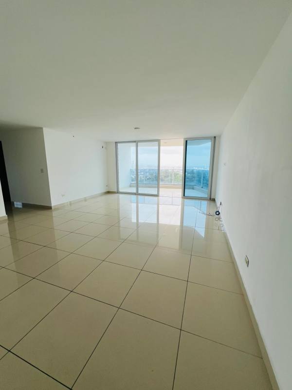 Spacious living-dining area with access to balcony and panoramic view