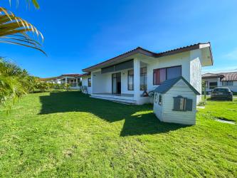 Large private garden and covered terrace in house for sale Piedras Gordas Village Panama