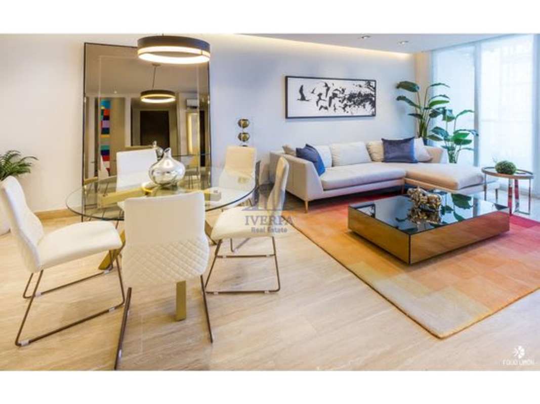 Comfortable furnished lounge with balcony in PH Costa del Este Panama