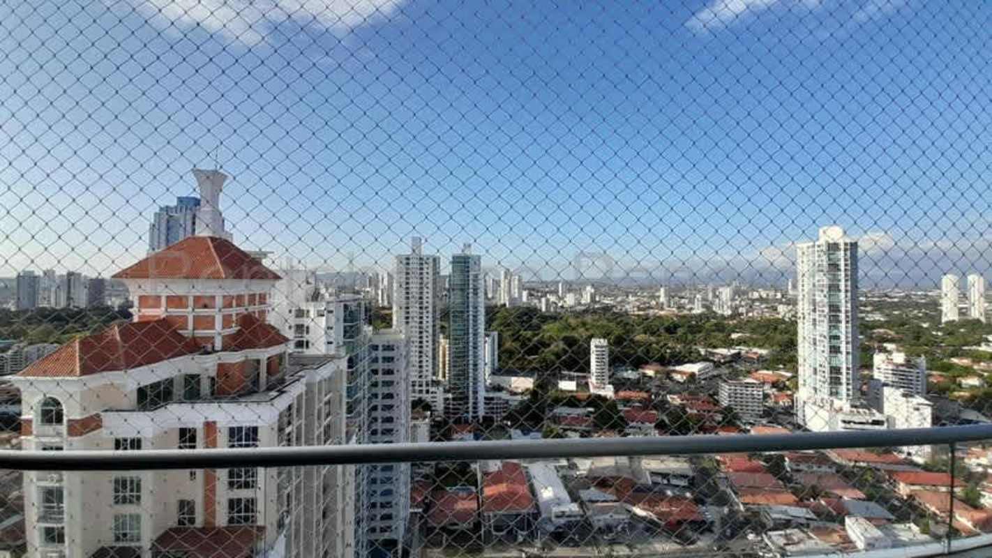 Balcony panoramic Panama City skyline Destiny Tower penthouse