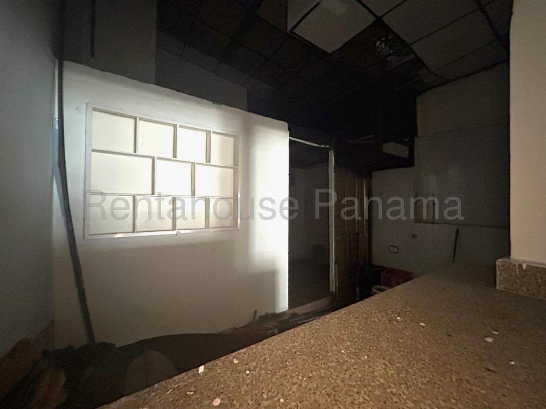 Commercial space with wide glass shop front windows and interior view El Cangrejo Panama