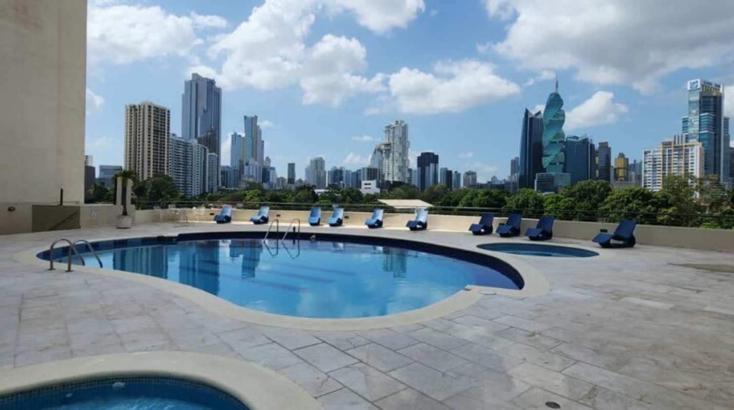 Rooftop infinity pool with city skyline views PH Pacific Wind Punta Pacifica Panama City